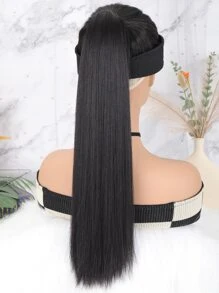 Tóc dài tổng hợp kiểu đuôi ngựa dài thẳng với kẹp - màu đen - Xem 4