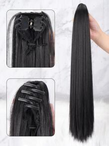 Tóc dài tổng hợp kiểu đuôi ngựa dài thẳng với kẹp - màu đen - Xem 6