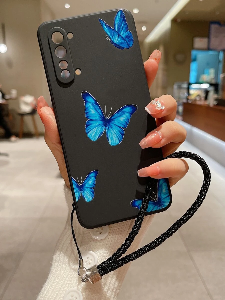 蝴蝶樣式手機殼附帶繩子 - 彩色 - 查看 1