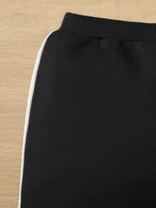 SHEIN Baby Boy Colourblock Sweatshirt & Joggers - Black - View 6