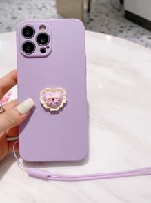 Funda para móvil con adorno de corazón con acollador - Morado - Ver 4