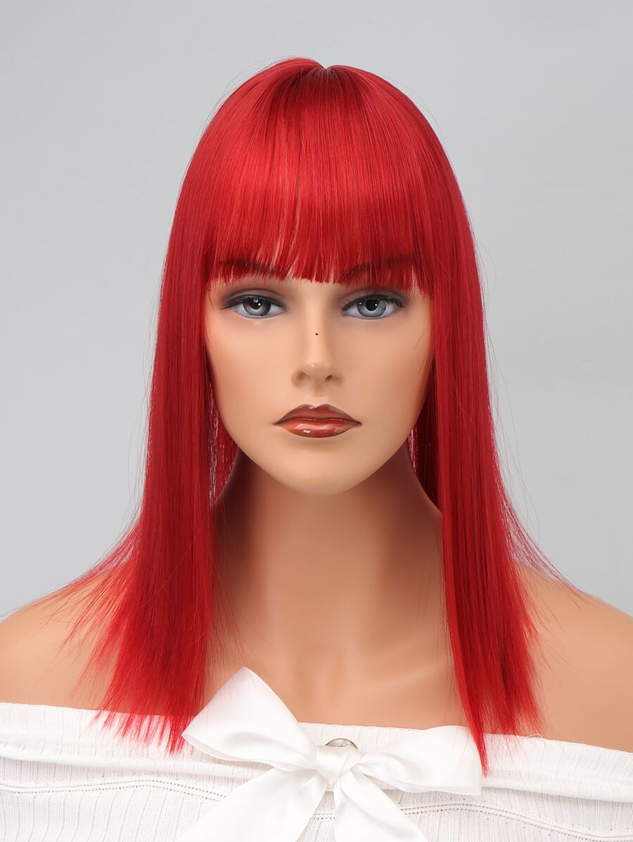 Short Straight Synthetic Hair Bangs - Red - View 1