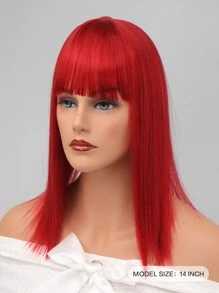Short Straight Synthetic Hair Bangs - Red - View 2