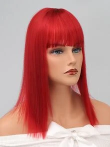 Short Straight Synthetic Hair Bangs - Red - View 6