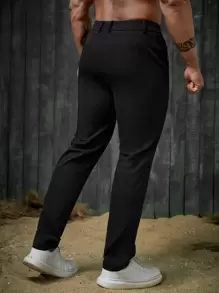 Manfinity Homme Hombres Pantalones de traje unicolor con bolsillo oblicuo