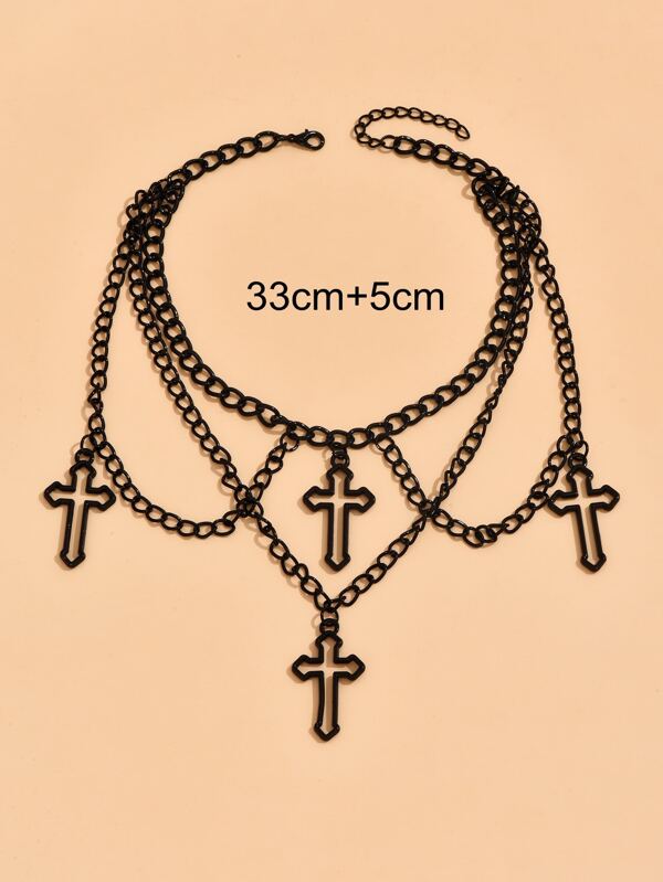 Cross Charm Layered Necklace SHEIN USA