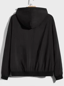GENTILAND Oversized Men's Teddy Lined Zip-Up Hooded Jacket - Black - View 2