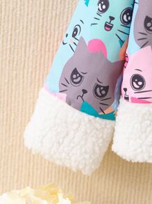 Toddler Girls Cat Print Teddy Panel Jacket & Bag - Multicolor - View 5