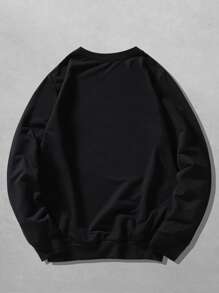 ROMWE MEN Guys Letter Butterfly Graphic Sweatshirt - Black - View 2