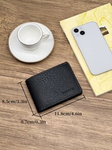 HOVI'S 男士荔枝紋壓花短皮夾 - 黑色 - 查看 3