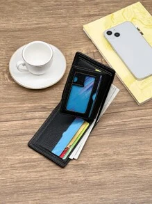 HOVI'S 男士荔枝紋壓花短皮夾 - 黑色 - 查看 4