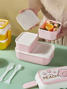 1 pieza Caja de almuerzo con estampado de fruta y letra de color al azar - Multicolor - Ver 2