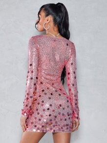 SHEIN BAE 亮片緊身連衣裙 - 淺粉色 - 查看 2