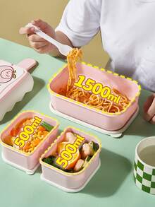 1 pieza Caja de almuerzo con estampado de fruta y letra de color al azar - Multicolor - Ver 6