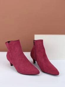 Zip Side Faux Suede Classic Boots - Hot Pink - View 2