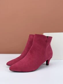 Zip Side Faux Suede Classic Boots - Hot Pink - View 4