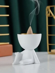 1pc Rama Decorative Resin Incense Holder, Human Figure Design, A Nice Rama Gift (Incense Not Included) - White - View 1