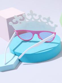 Letter Graphic Crown & Rhinestone Decor Fashion Glasses - Pink - View 2