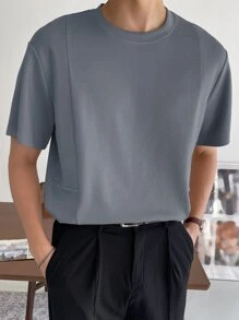 DAZY Men Solid Rib-knit Tee - Dusty Blue - View 3