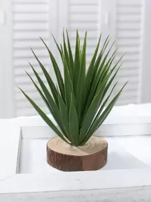 1 pieza Planta de agave artificial sobre bloque de madera, decoración para el hogar, baño, jardín exterior, oficina y sala de estudio