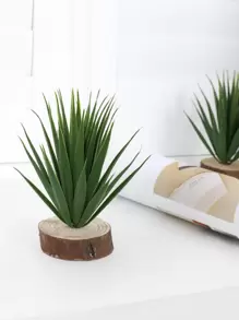 1 pieza Planta de agave artificial sobre bloque de madera, decoración para el hogar, baño, jardín exterior, oficina y sala de estudio