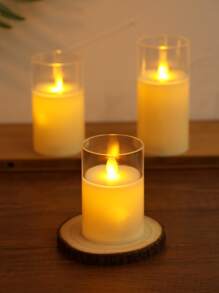 1pc Plastic LED Flameless Candle, Simple Clear LED Neon Light For Home Decoration - Yellow - View 3