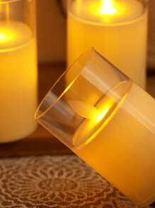1pc Plastic LED Flameless Candle, Simple Clear LED Neon Light For Home Decoration - Yellow - View 4
