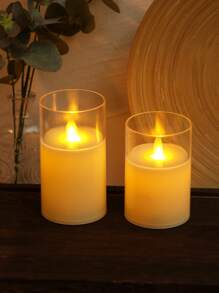 1pc Plastic LED Flameless Candle, Simple Clear LED Neon Light For Home Decoration - Yellow - View 5