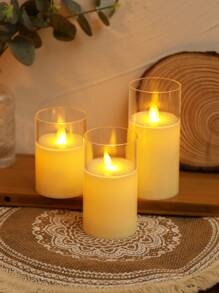 1pc Plastic LED Flameless Candle, Simple Clear LED Neon Light For Home Decoration - Yellow - View 6