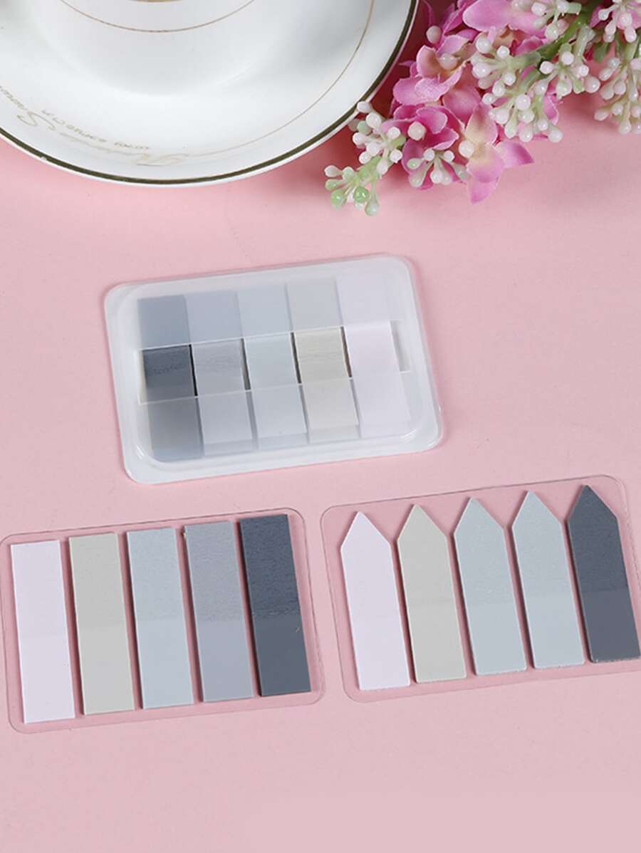 新色彩自黏式記事本便利貼,書籤式便利貼附標記筆,筆記貼紙辦公學用品 - 彩色 - 查看 1