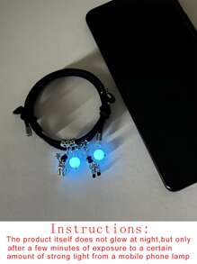 ATLVXJL 時尚流行男士2入組情侶夜光宇航員吊飾手鍊，適合珠寶禮物和時尚外觀 - 彩色 - 查看 4