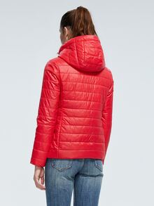 ZIAI 拉链口袋连帽夹棉大衣 - 紅色 - 查看 2