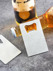 1pc Stainless Steel Beer Opener - Silver - View 1