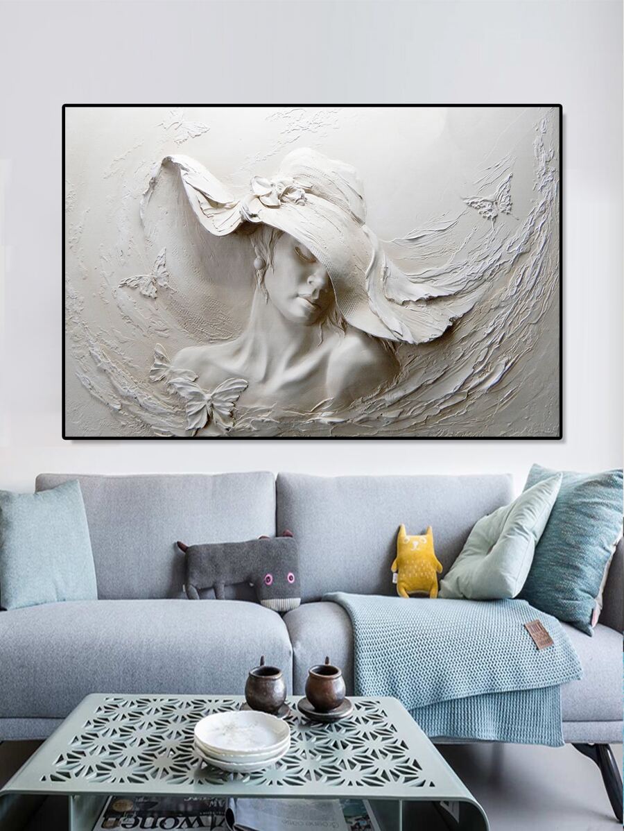 1 Piece, Simple Hat Wearing Girl Poster, Waterproof Oil Canvas, Used For Decorating Girls' Bedrooms, Frameless - Multicolor - View 1