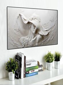 1 Piece, Simple Hat Wearing Girl Poster, Waterproof Oil Canvas, Used For Decorating Girls' Bedrooms, Frameless - Multicolor - View 2