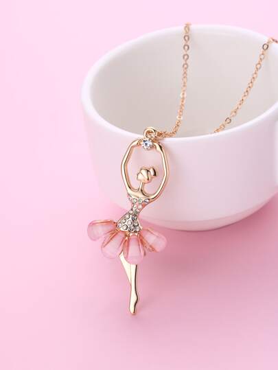 1 Máy Tính Cô Gái Múa Ba Lê Thiết Kế Vòng Cổ Hợp Kim Kẽm Với Nhựa Đính Kim Cương Giả Trang Trí, Đồ Trang Sức Dễ Thương Cho Bé Gái