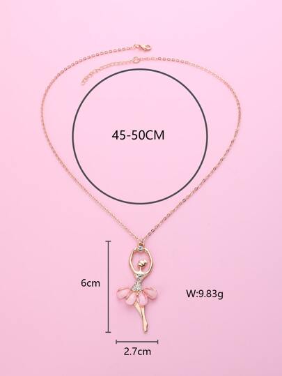 1 Máy Tính Cô Gái Múa Ba Lê Thiết Kế Vòng Cổ Hợp Kim Kẽm Với Nhựa Đính Kim Cương Giả Trang Trí, Đồ Trang Sức Dễ Thương Cho Bé Gái