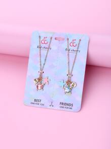 2 Cái/bộ Nữ Rùa Dễ Thương & Sao Biển Kẽm Hợp Kim Nhựa Thu Nhỏ Hoa Văn Mặt Dây Chuyền Vòng Cổ Phù Hợp Cho Người Bạn Thân Nhất Hàng Ngày - Nhiều màu - Xem 2