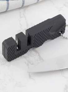 1pc Tungsten Steel Portable Knife Sharpener, Black Small Portable Knife Sharpen Tool For Outdoor - Black - View 3