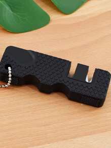 1pc Tungsten Steel Portable Knife Sharpener, Black Small Portable Knife Sharpen Tool For Outdoor - Black - View 5