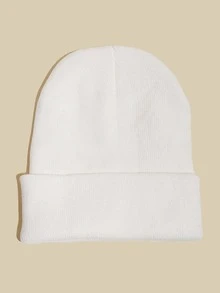 Floral Embroidery Beanie - White - View 2