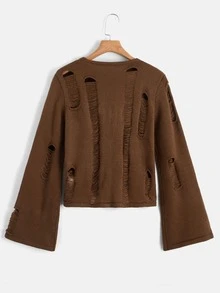 Jersey unicolor desgarro - Café integral - Ver 2