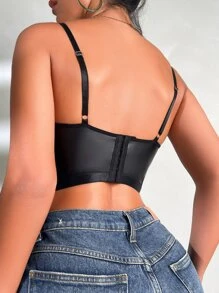 Contrast Lace Underwire Bra - Black - View 2