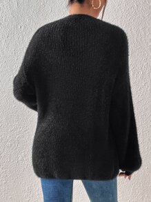 SHEIN Essnce Fluffy Knit Drop Shoulder Duster Cardigan