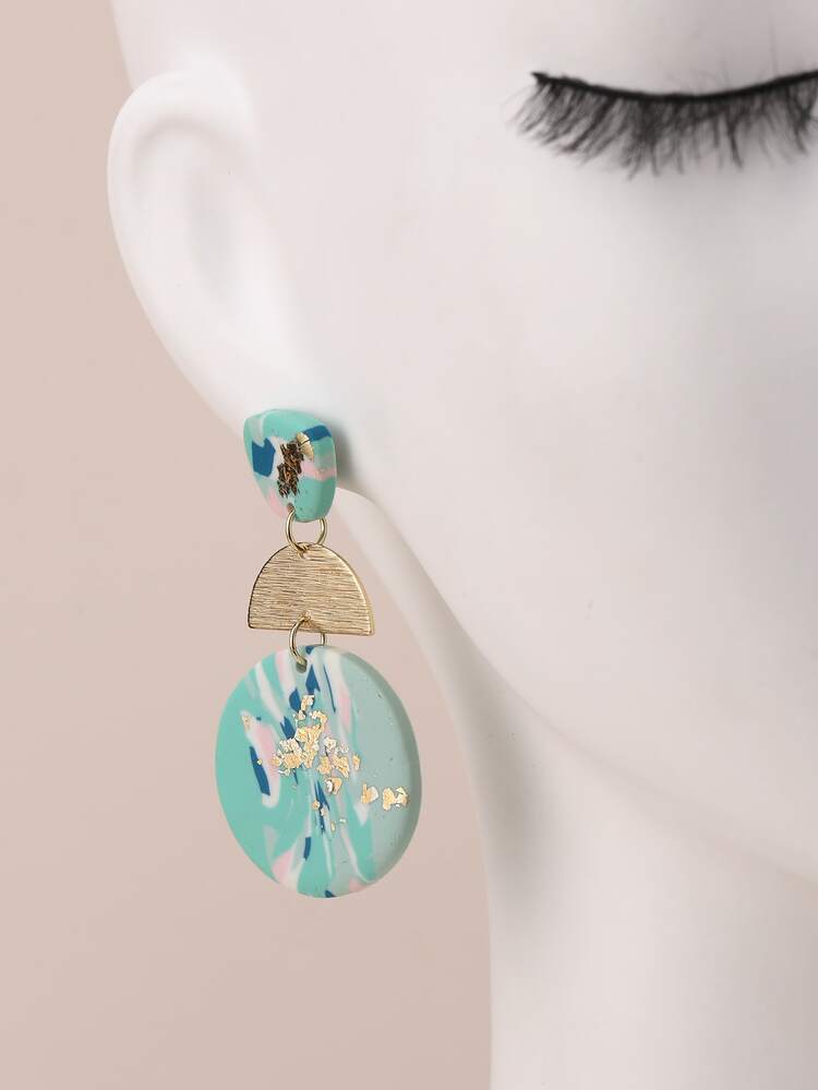 Round Decor Drop Earrings - Multicolor - View 5