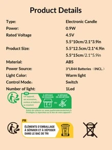 1pc LED Flameless Candle, Simple Clear ABS LED Candle For Wedding, Party - Yellow - View 3