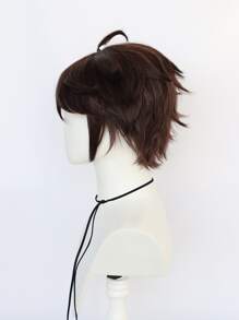 Peluca sintética cosplay corto recto con tupe - Marrón - Ver 3