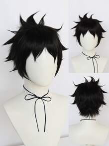 Tóc giả tổng hợp Cosplay thẳng ngắn với tóc mái - màu đen - Xem 1