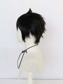 Tóc giả tổng hợp Cosplay thẳng ngắn với tóc mái - màu đen - Xem 4