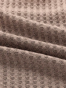 SHEIN EZwear Plus Waffle Knit Crop Tee - Mocha Brown - View 4